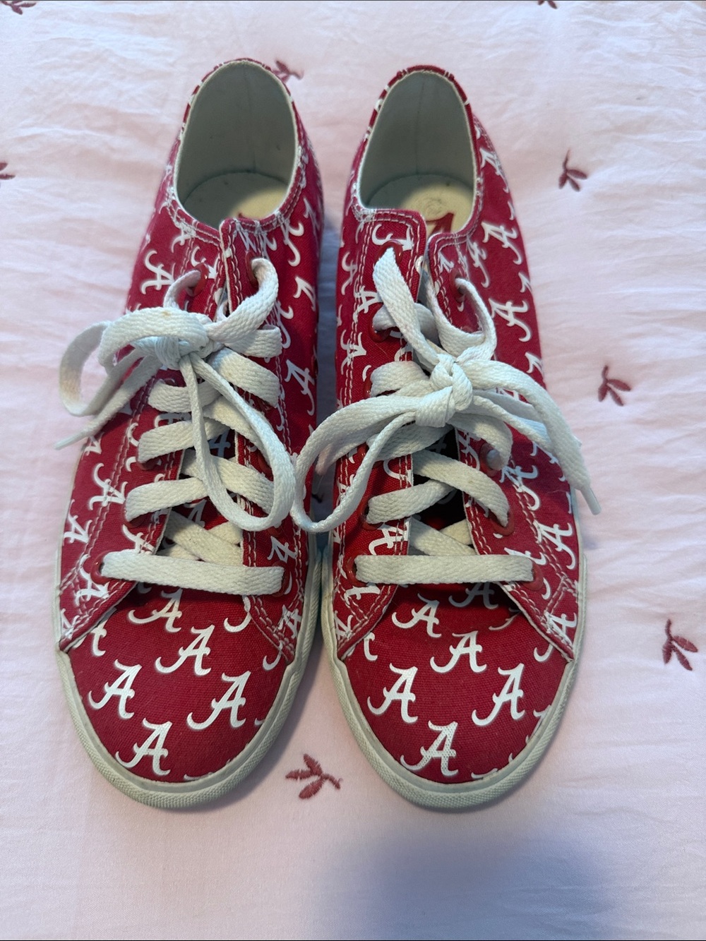 ROLL TIDE!!!  University Logo Red Canvas Sneakers with White Laces